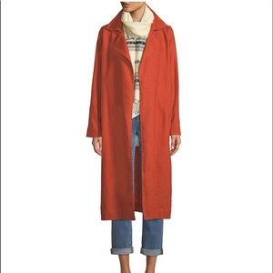 NWT-Eileen Fisher XL Linen Trench-“Orange Pekoe”